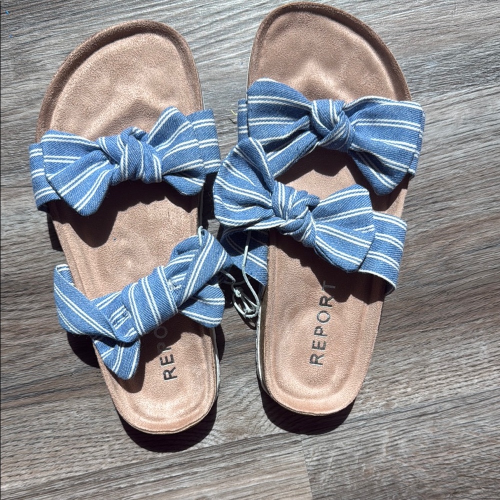Report Denim Blue Bow Sandals